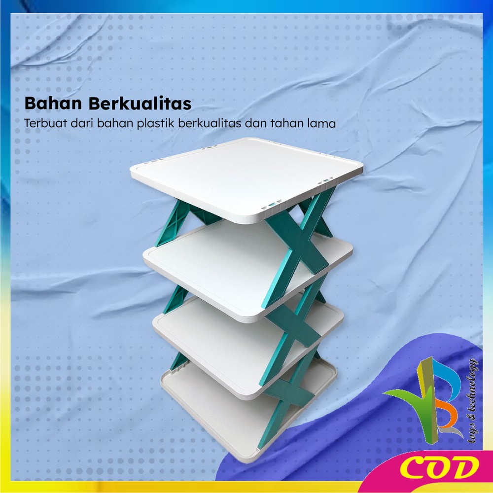 RB-C805 Rak Sepatu Susun 4 5 Tingkat Multifungsi Model Zigzag Silang Organizer Rack Shoe / Rak Susun Plastik Layer Minimalis / Tempat Penyimpanan Sandal Portable