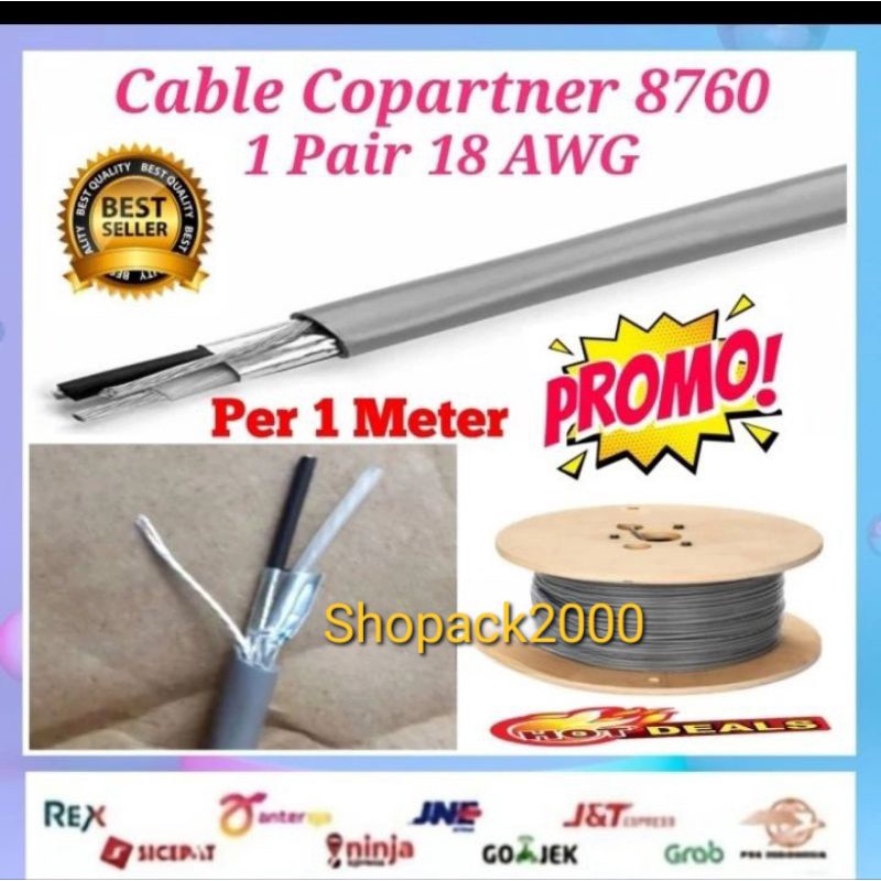 Cable Data 1 Pair 18 Awg Copartner 8760 Shielded 1 Pair 18 Awg 300 Meter