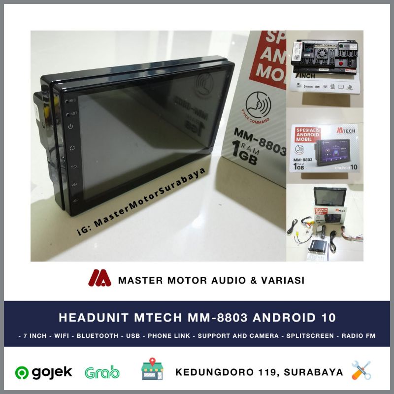 Android Mtech MM 8803 7" RAM 1/16 GB Headunit 7 inch Voice perintah suara BT USB Radio dual Splitscr