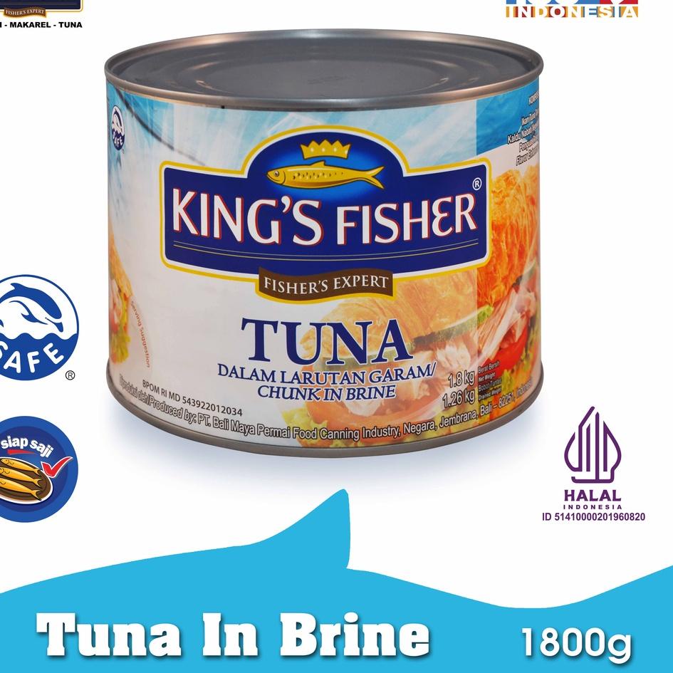 

Promo promo King's Fisher Tuna dalam Air Garam Tuna in Brine Daging Tuna Makanan Kaleng 1800 gr