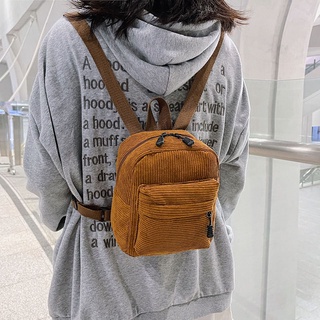 Pocket Front Corduroy Backpack Bag 10080