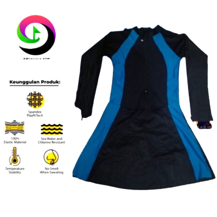 Baju Renang Wanita BAJU RENANG DIVING ROK DEWASA WANITA LENGAN PANJANG PREMIUM - Htm kom benhur, M(U