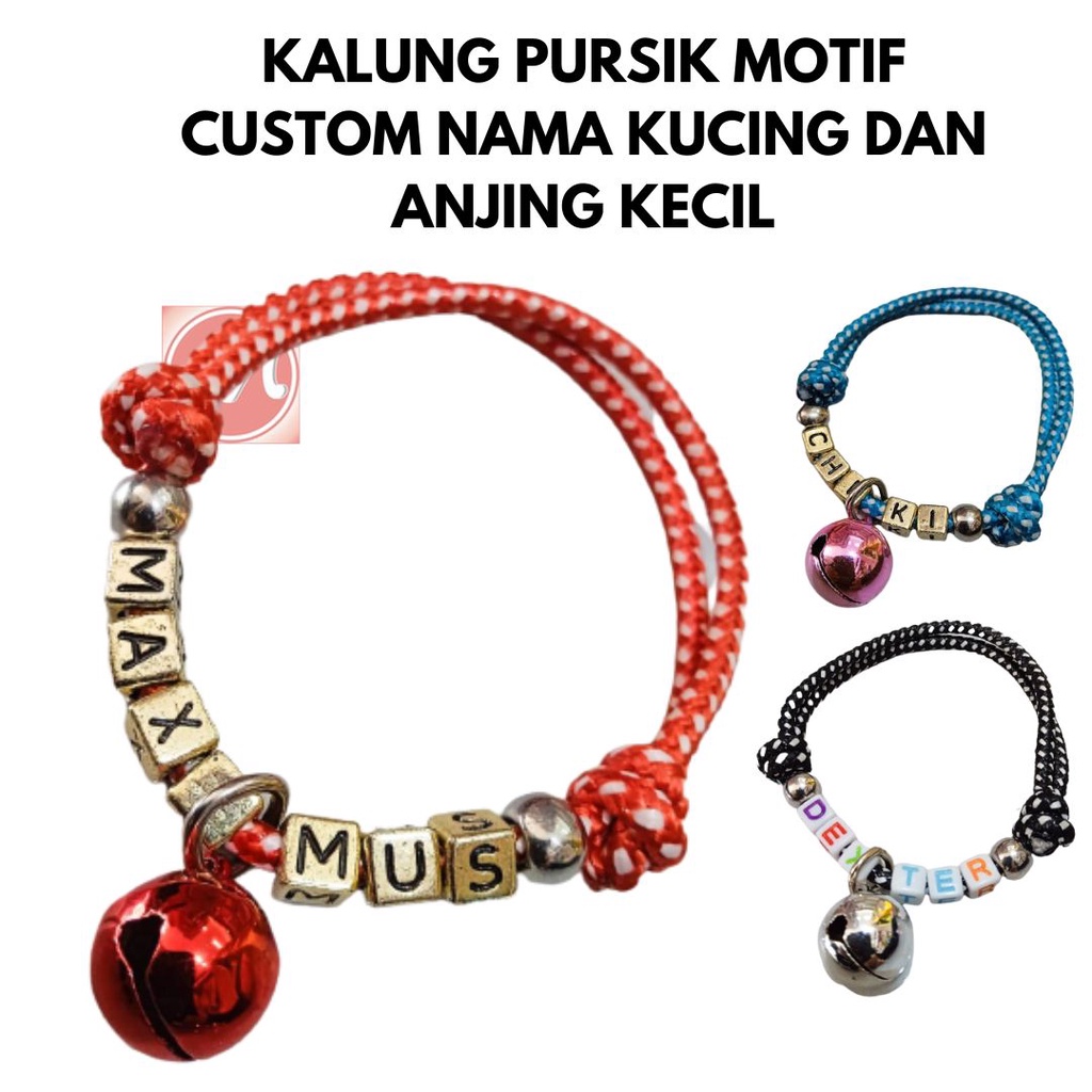 Kalung Pursik Motif - Bisa Custom nama Kucind &amp; Anjing Kecil