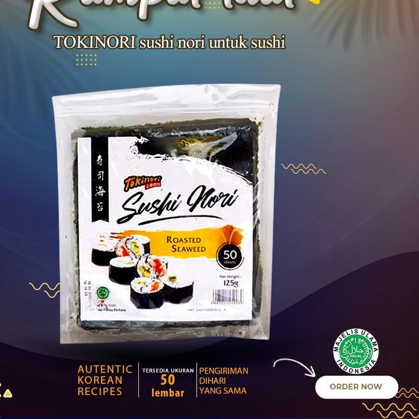 

♥ Tokinori Sushi Nori Halal Rumput Laut Sushi Korea Kimbab Isi 50 Lembar ◊