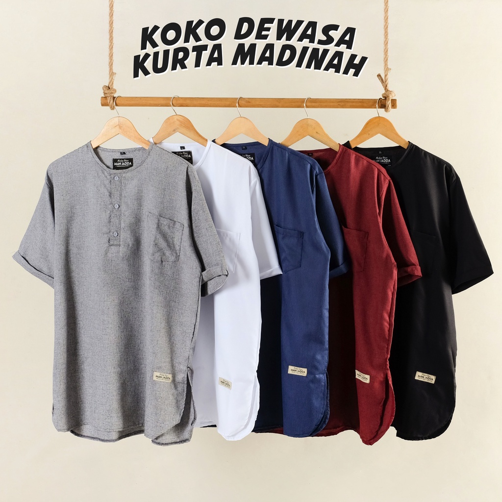 PROMO 11 - 11 SALE - MAN JADDA - Atasan Baju Koko Madinah Dewasa Bahan Premium Katun Madinah Baju Koko Lebaran Kutra Jumatan