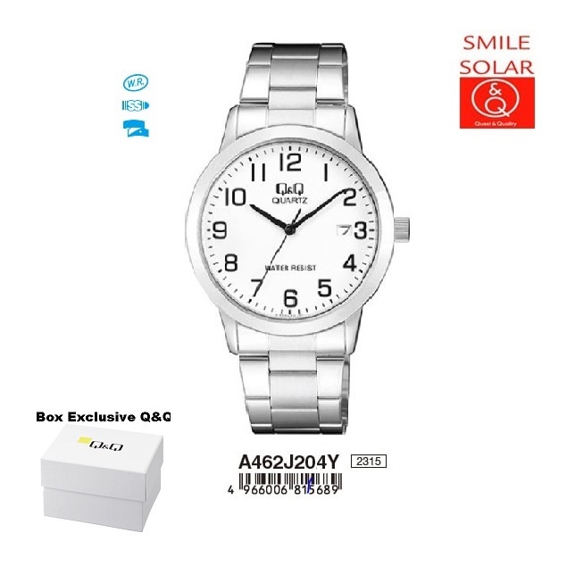 Jam Tangan Pria Business Casual Rantai Stainless Steel Tanggal Analog Original Q&amp;Q QnQ QQ A462