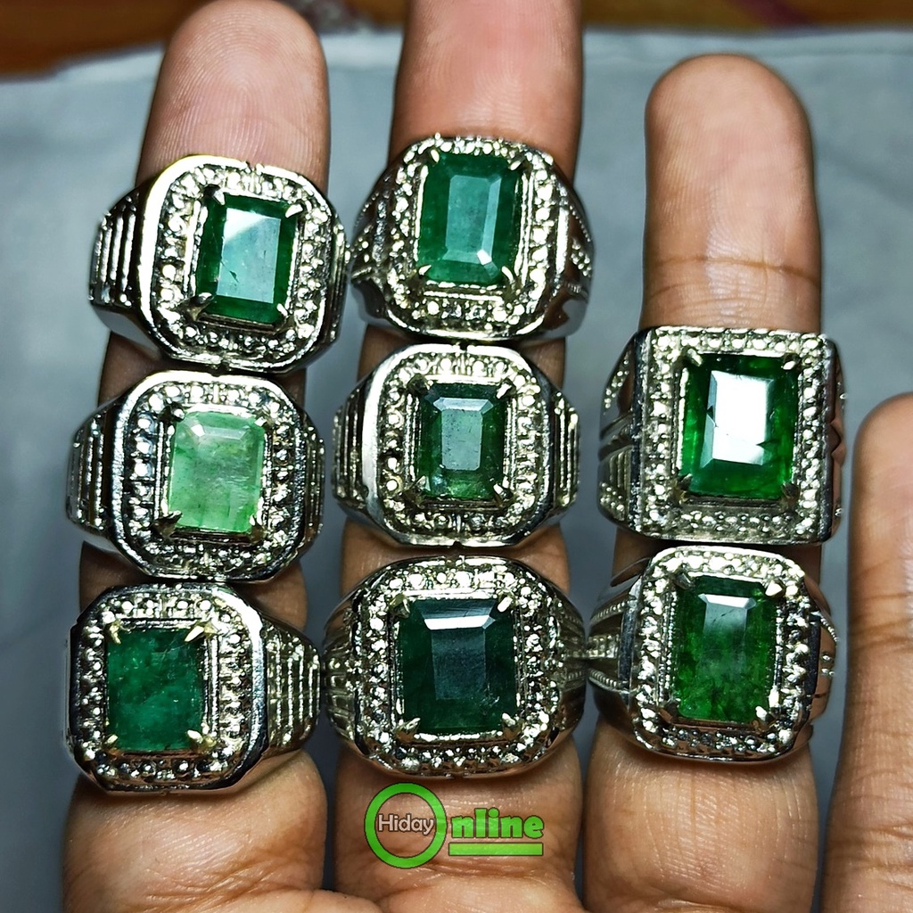 CINCIN PERMATA NATURAL ZAMRUD EMERALD BERYL KOTAK OCTAGON