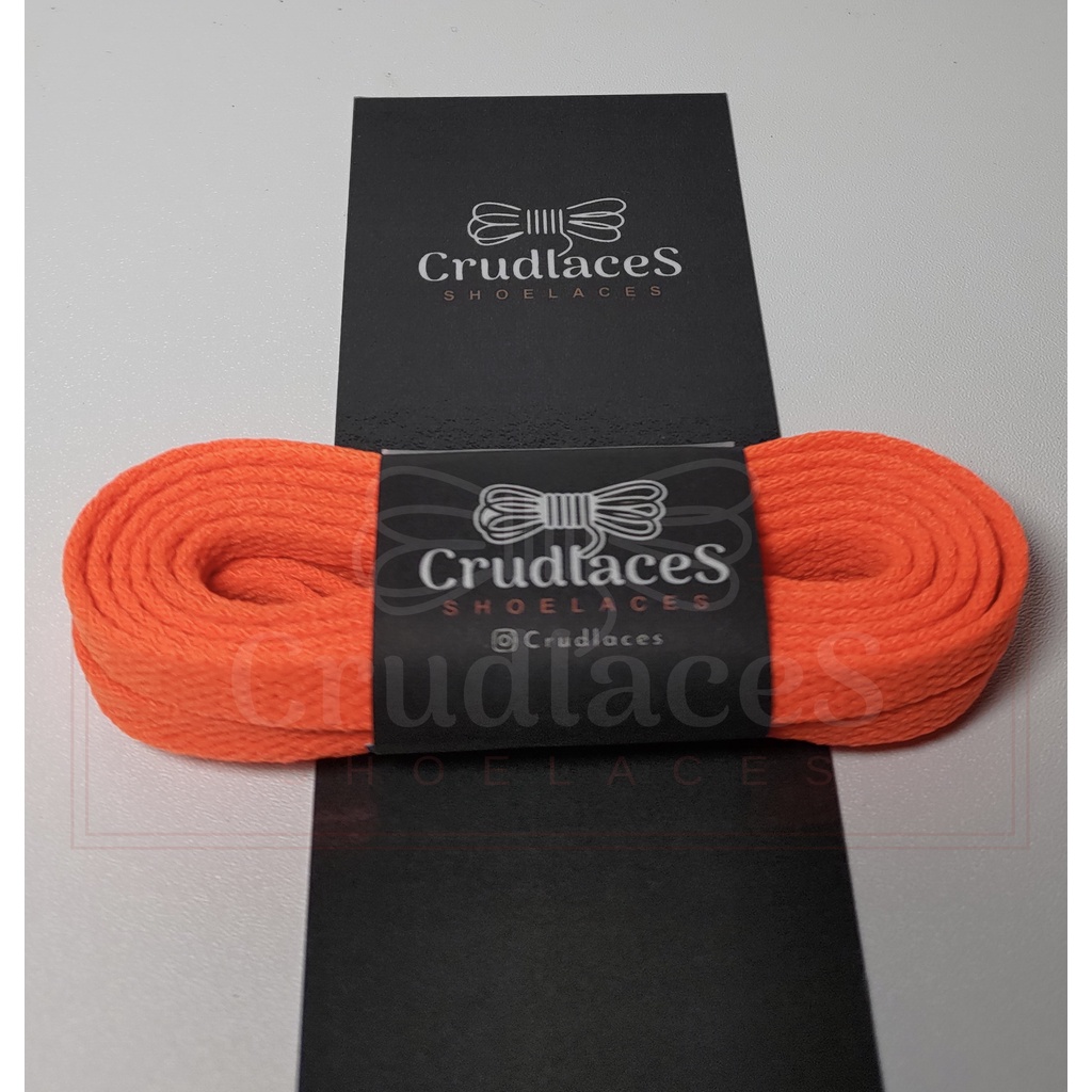 Tali Sepatu Premium Flat Pipih Gepeng Polyester Warna orange (oren) stabilo 125cm - Shoelaces Flat orange premium- Aglets Metal Crudlaces