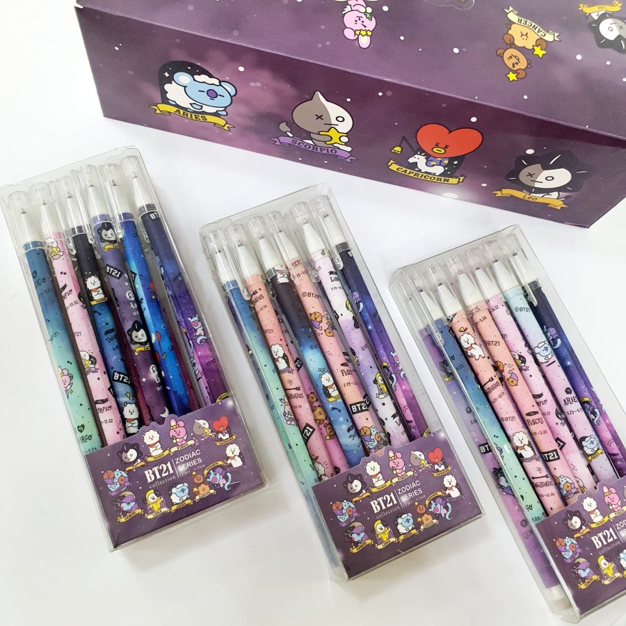 PENA-PULPEN KARAKTER BT21 ZODIAC BISA DI HAPUS ERASABLE PEN BT21 MIX KARAKTER / PULPEN AJAIB