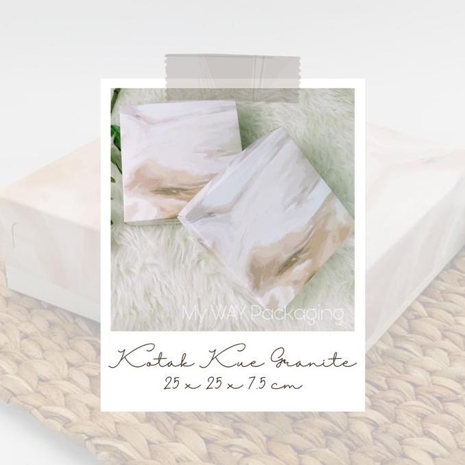 

Kotak serbaguna / box / dus 25x25x7,5 Granite untuk Roti, Kue, Donat