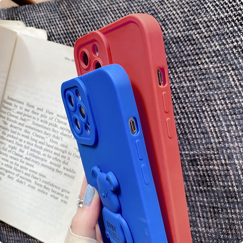 Official Original Holder SoftCase Xiaomi Redmi Note 11S 10S 9S 11 10 9 8 7 5 Pro Casing Bear Stand Silicone Case