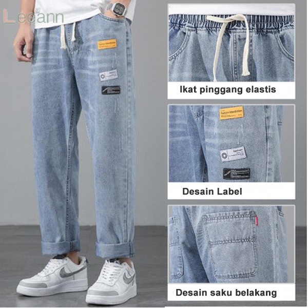 Celana korean style pria straight jeans oversize loose jeans celana panjang cowok pria celana trening pria celana denim pria celana pensil pria celana kasual pria baggy pants celana slim fit pria Celana jeans biru