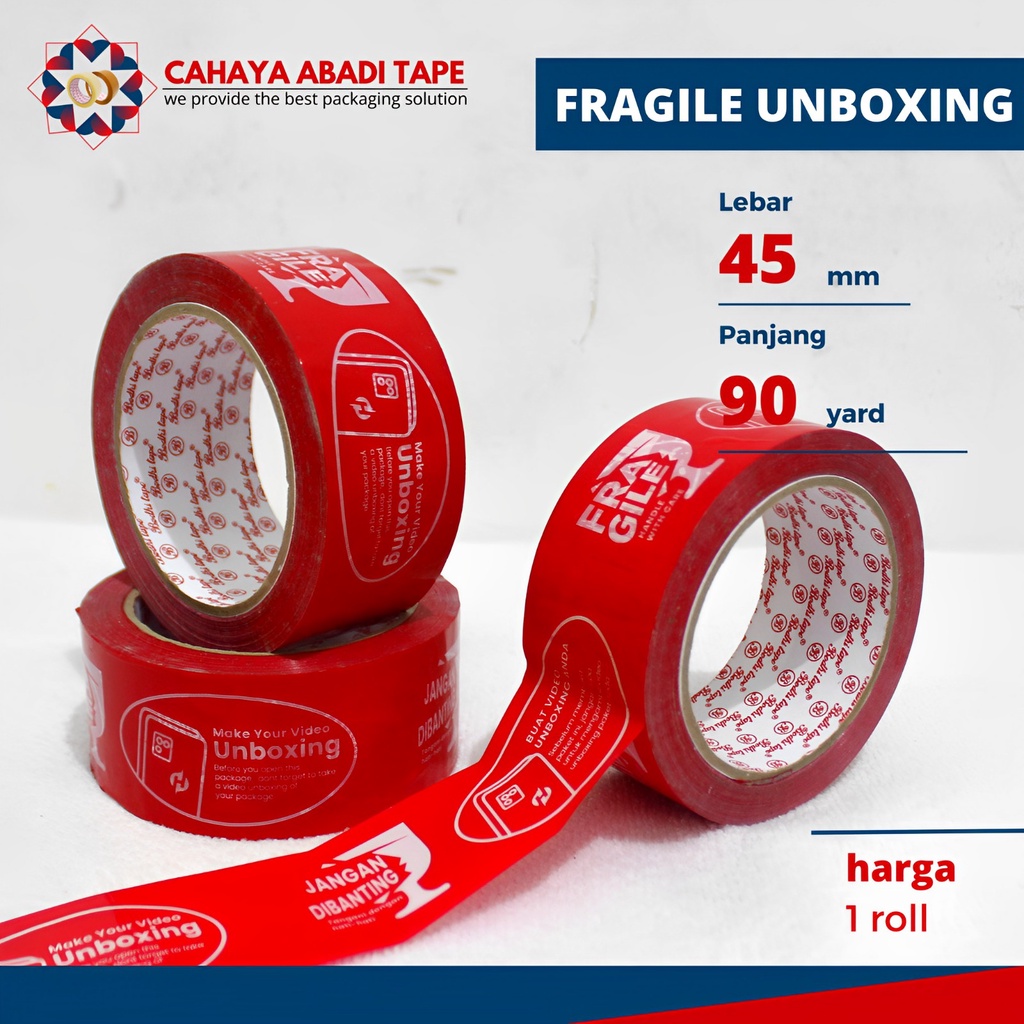 

LAKBAN FRAGILE UNBOXING BODHI TAPE 45MM X 90YARD PER ROLL