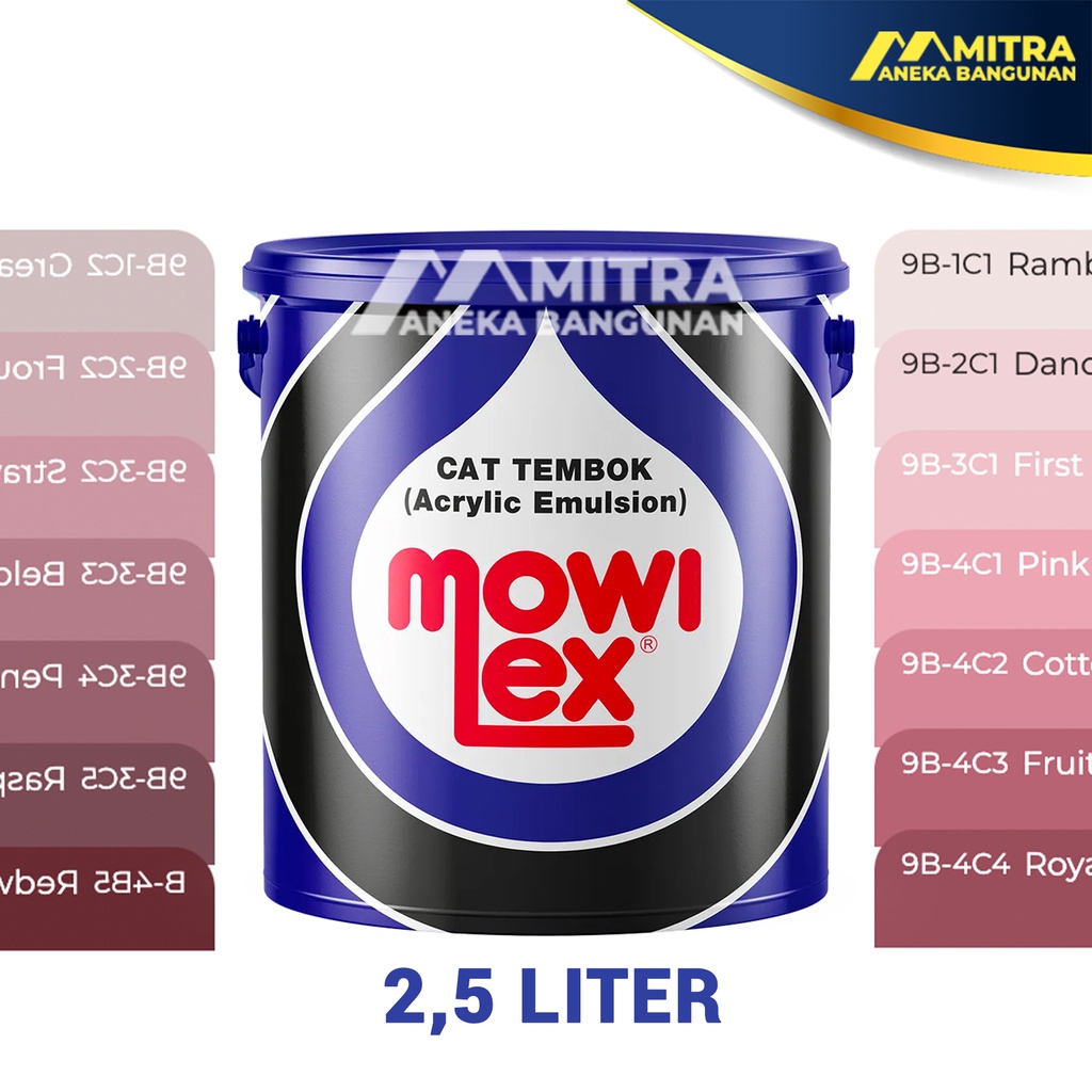 CAT TEMBOK INTERIOR MOWILEX ACRYLIC EMULSION 2,5 LITER / WARNA DUSTY PINK