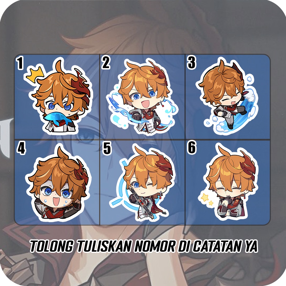 Stiker Glossy Childe Genshin Impact, Sticker Anime Untuk di HP, Laptop, Helm, Motor dll