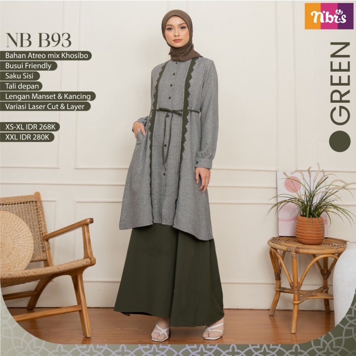 GAMIS KATUN WANITA NB B93 NBB 93 GREEN ORIGINAL NIBRAS FASHION DRESS BAJU BUSANA MUSLIM DEWASA BUSUI