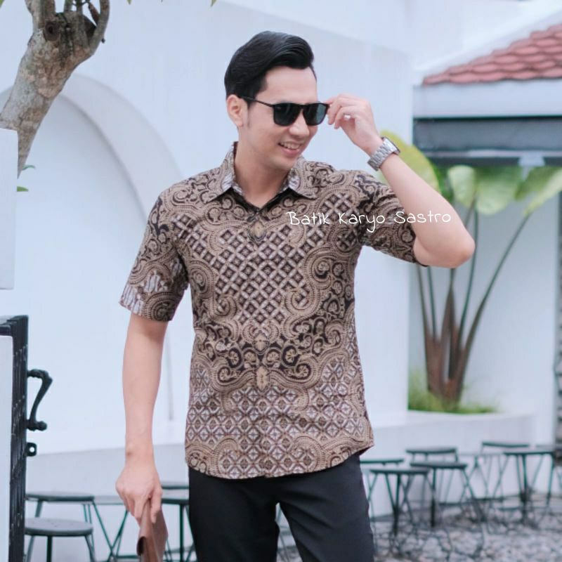 Batik SLIM FIT PRABUSENO pria lengan PENDEK PANJANG SLIMFIT FURING modern PREMIUM ORIGINAL