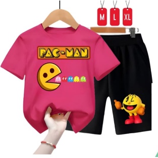 Hzl_outfit Setelan Kaos Anak Uniseks Pac Man/M,L,XL