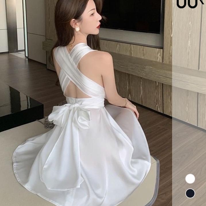 ☻ Satin Party Cocktail Mini Dress White Night 1417 (S-XL) ۩