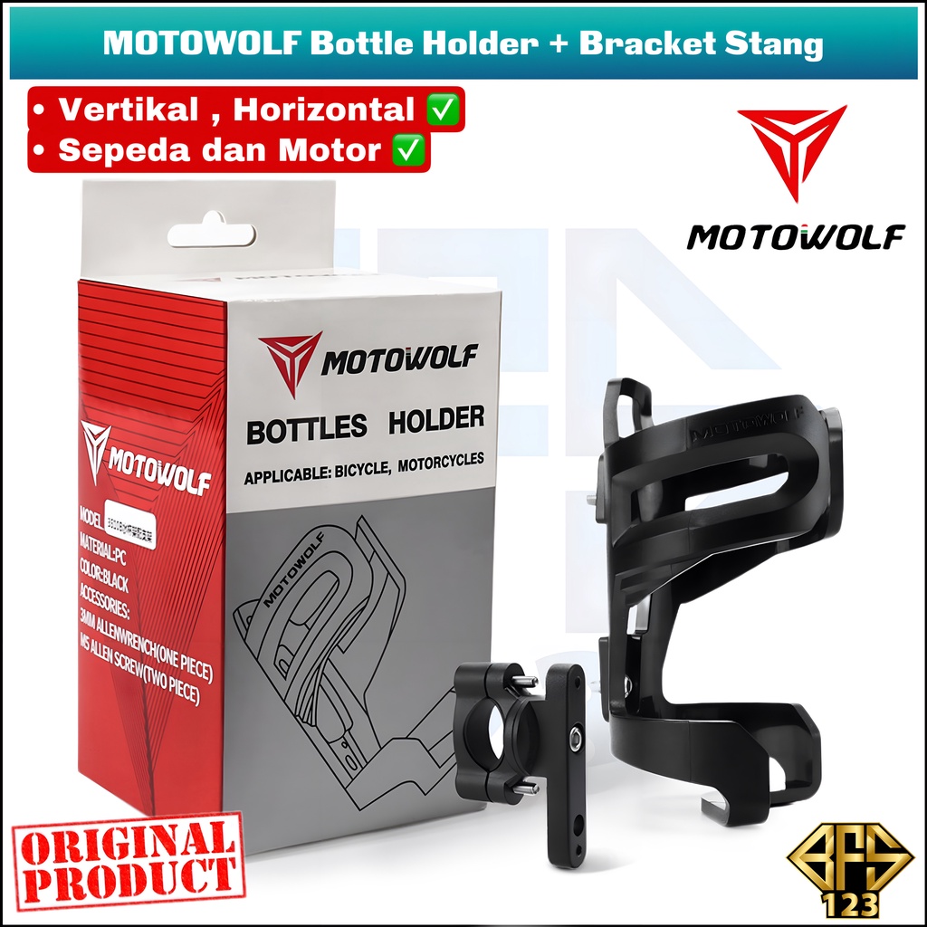 MOTOWOLF BOTTLE HOLDER Tempat Botol Minum Stang Sepeda dan Motor