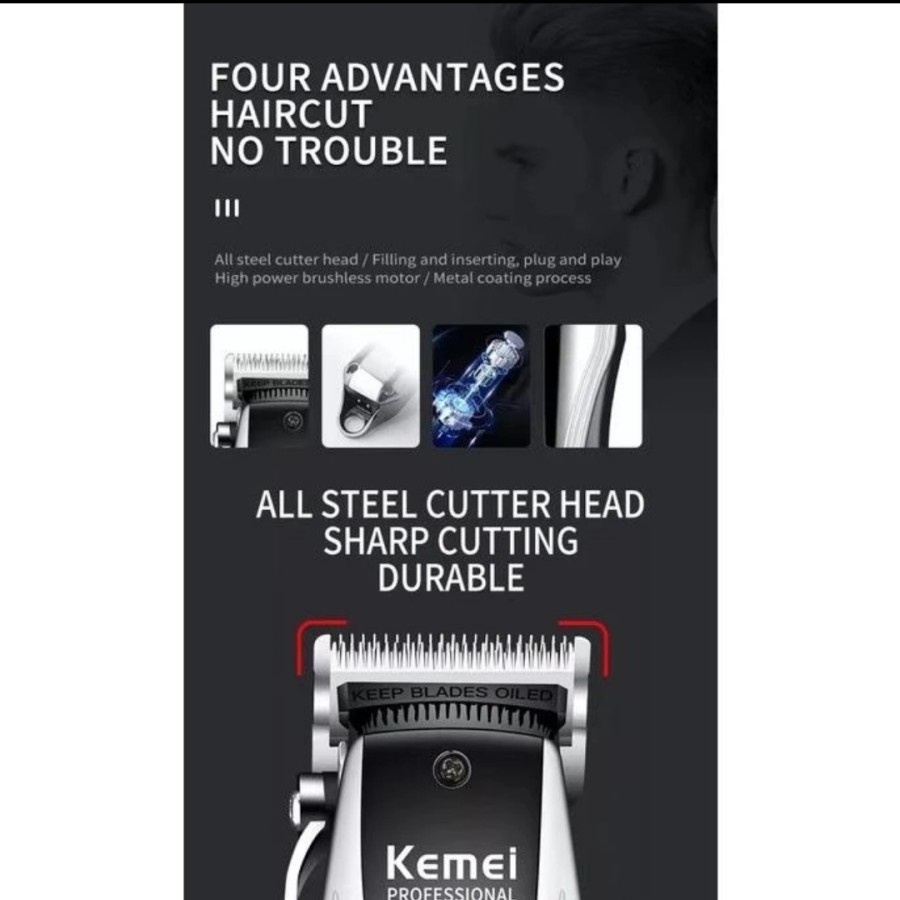 ALAT CUKUR RAMBUT KEMEI KM-2619 CUKUR BARBERSHOP HAIR CLIPPER PROFESIONAL