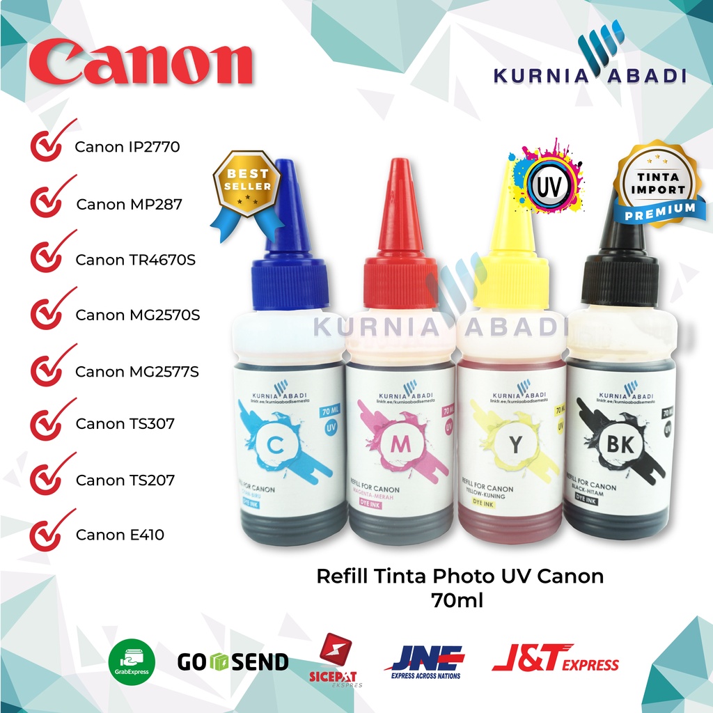 Tinta printer Dye CANON 70ML CMYK 4 warna 70ML