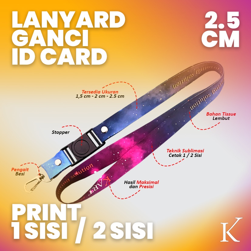 LANYARD 2,5CM CUSTOM BRANDING EVENT ATAU KANTOR SUBLIM FULL PRINT