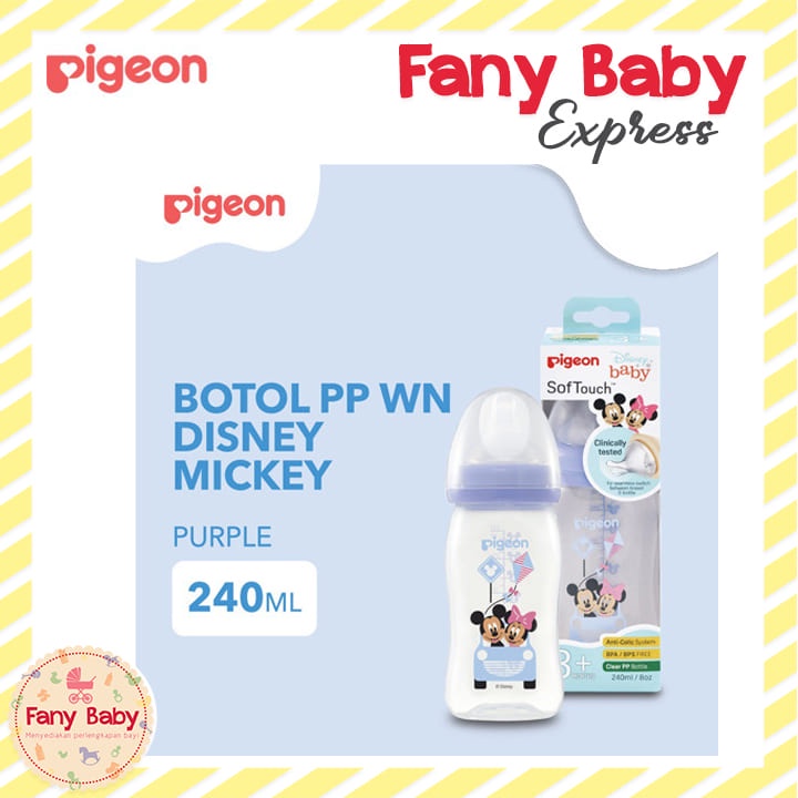 PIGEON DISNEY BABY SOFT TOUCH CLEAR PP WIDE NECK BOTTLE 240ML