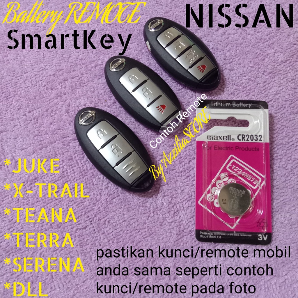 Baterai Battery Batre Batrai Batere Untuk Remote Remot SmartKey Smart Key Kunci Mobil Nissan Xtrail 