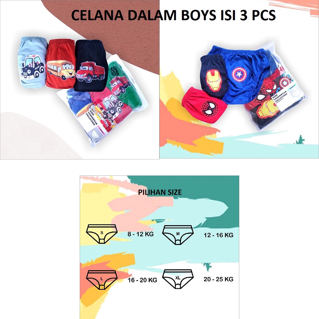 Celana Dalam Boys ( CD Boy / Sempak Anak Laki / Kids UnderWears / Kado / Hadiah / Bingkisan / Ultah )