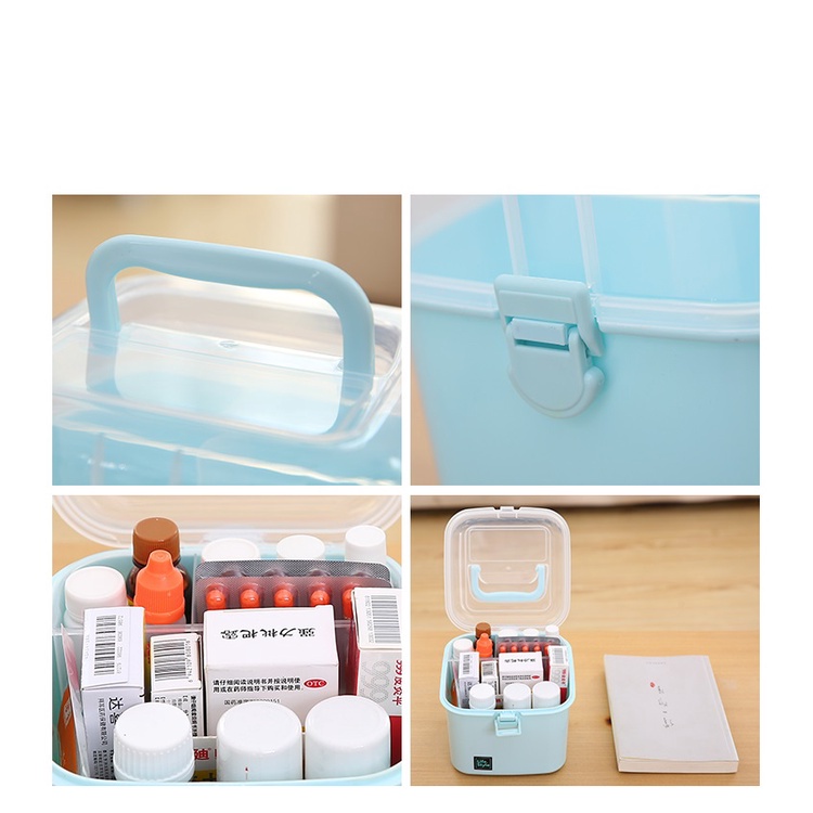 FYGALERY HL0349 Kotak P3K Kotak Penyimpanan Obat Serbaguna Dengan Gagang Pegangan Medicine Storage Box Organizer