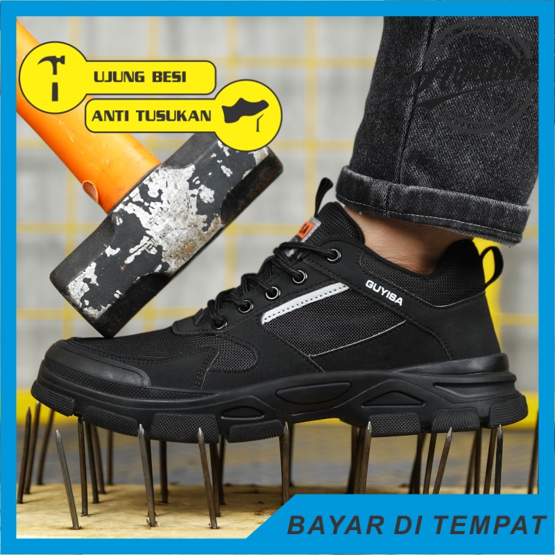 AlFathi Sepatu Safety Sneakers Sport New Guyisa Black Strip