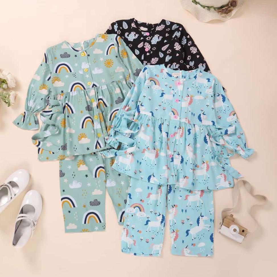 RECOMENDED Set Tunik Anak usia 1-10 Tahun/One set pajamas anak/Setelan Anak Prempuan