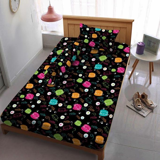 MURAH Original Sprei KINTAKUN 100 120 Small Single Motif Kucing Rainbow MEOW