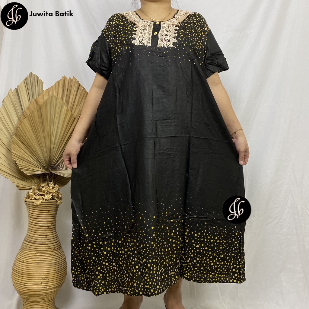 Juwita Batik - Daster Arab Renda Kancing Dada Motif Polkadot Seri Warna Busui Friendly