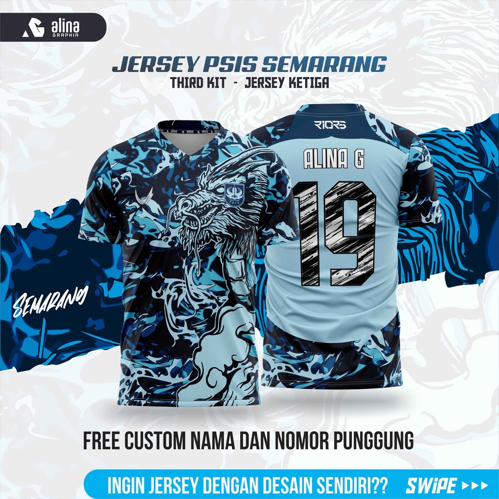 Jersey PSIS Semarang 3rd Naga Terbaru Kaos Ketiga Free Request Pasang Nama Nomor Punggung Full Print