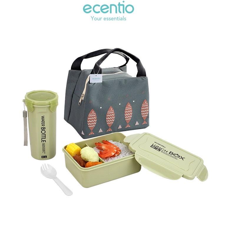 TERBARU ecentio 1.4L lunch box anak dan tas/tempat makan kotak makan set 650ml botol air
