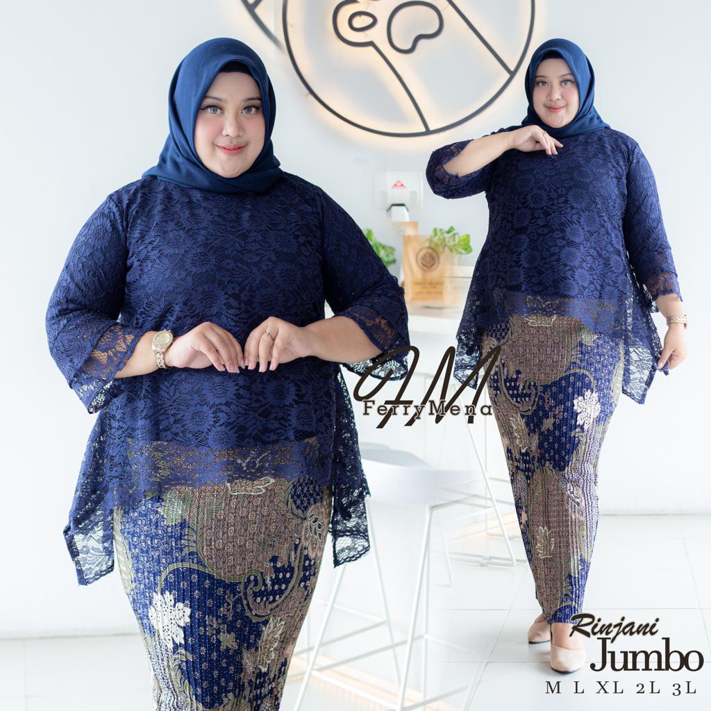 Kebaya Rinjani Jumbo Set Brukat M L XL XXL XXXL LD 100 105 110 120 130 CM Setelan Brokat Rinjani Jum