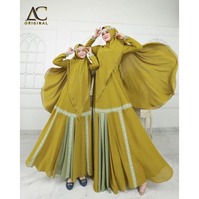 Syari Dalvera Couple (Khusus Ibu) | Gamis AC Original | Gamis Premium | Set Syari Ceruty Babydoll | 