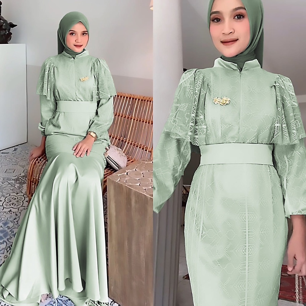 REALPIC DRESS CELINNE 3 UKURAN M L XL FASHION PAKAIAN WANITA GAMIS MAXY MAXI BAHAN BRUKAT MALIKA MS ADA VIDEO REAL PRODUK