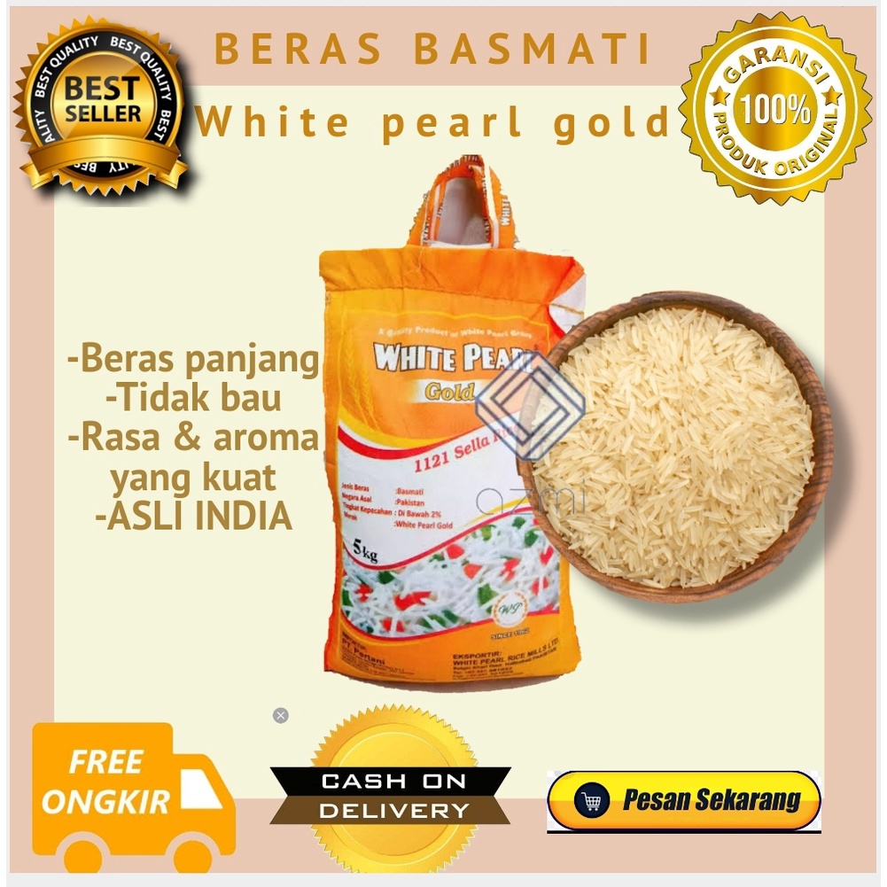 

Promo Beras Basmati WHITE PEARL GOLD PREMIUM 5KG Original Dijamin Atu Uang kembali