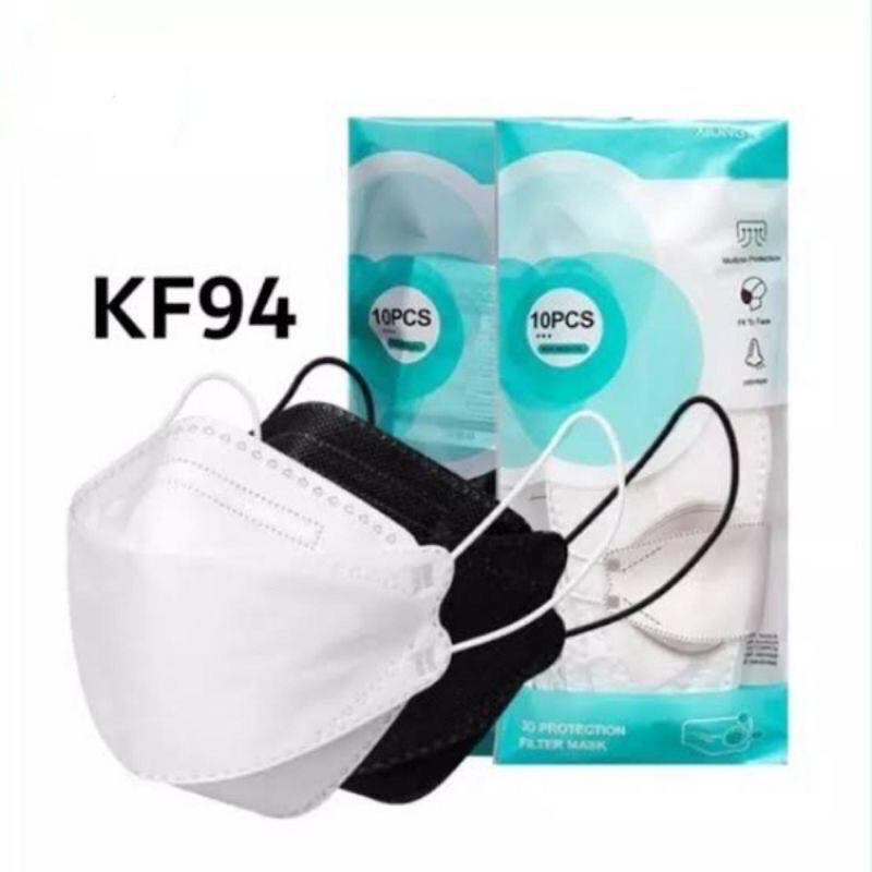 MASKER KF94 WARNA HITAM PUTIH ISI 10pc TERBARU | MASKER KF94 KOREA IMPORT 4PLY TERMURAH