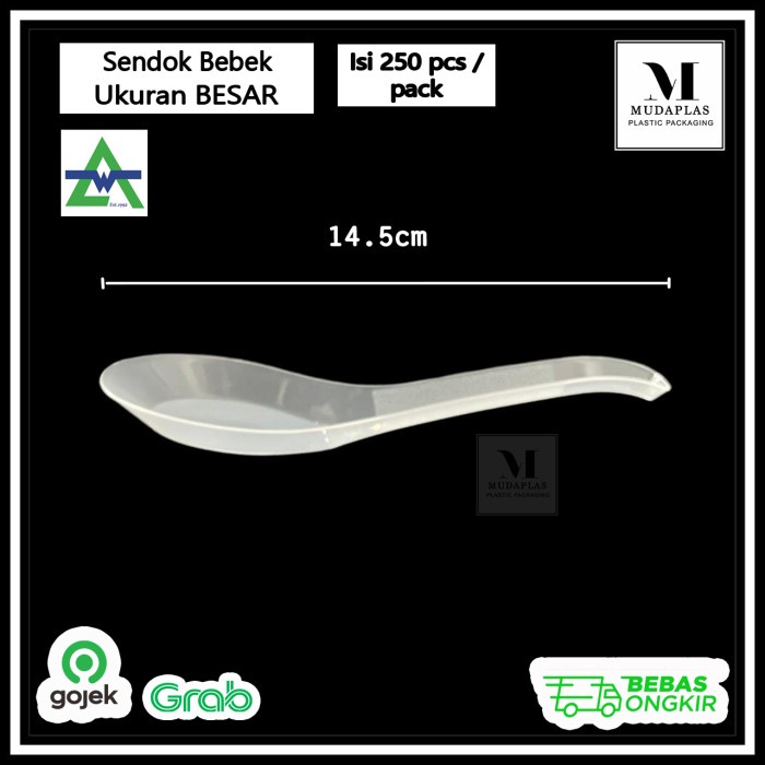 [Sendok Bebek] Sendok Bebek Besar Large Jumbo / Sendok Kuah Plastik Bening Isi 250 [Peralatan]