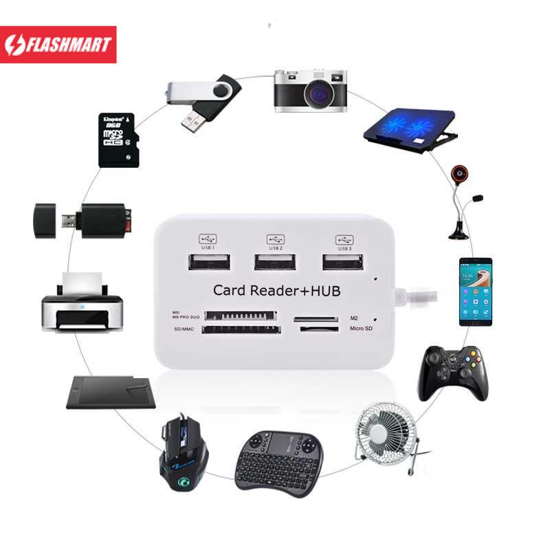 Flashmart Kebidu USB Hub Combo Card Reader 3 USB 2.0/SD/TF/M2/MSDuo Port - CB-2603