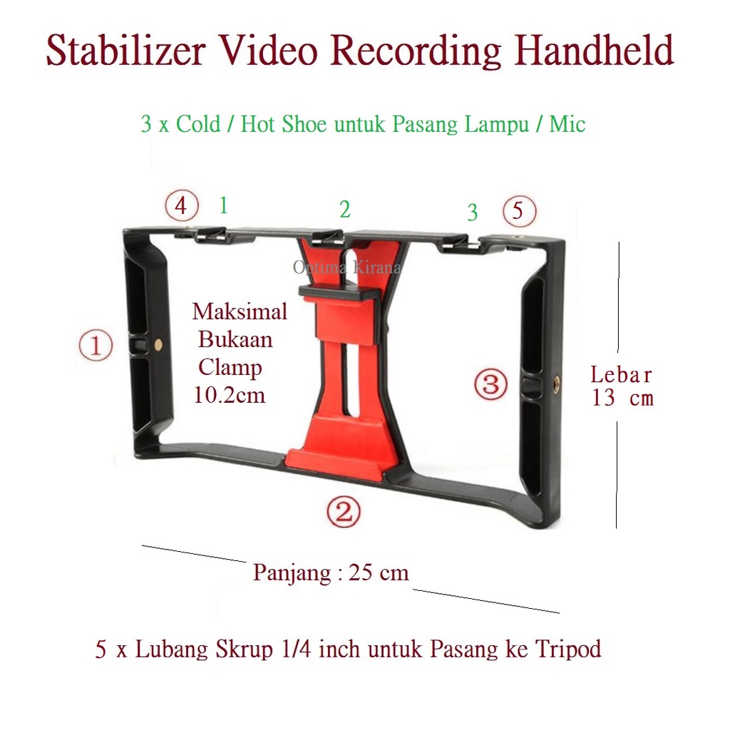 U Rig Pro Stabilizer Video Recording Handheld HP Holder Lampu LED Mic