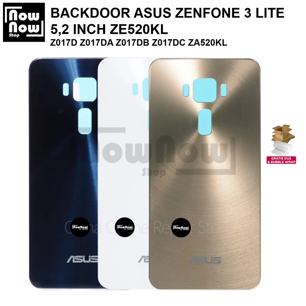 Backdoor Tutup Belakang Baterai Asus Zenfone 3 LITE 5,2 INCH ZE520KL Z017D Z017DA Z017DB Z017DC ZA520KL Backcover Back Casing Housing Cover Belakang Back Case Panel Replacement Kaca