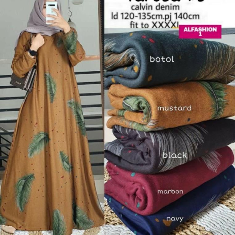 MURAH MERIAH TAROSA Maxy - LD120 Gamis Denim Diana Jumbo Bigsize Oversize Bumil / Dialova Maxy / R.2