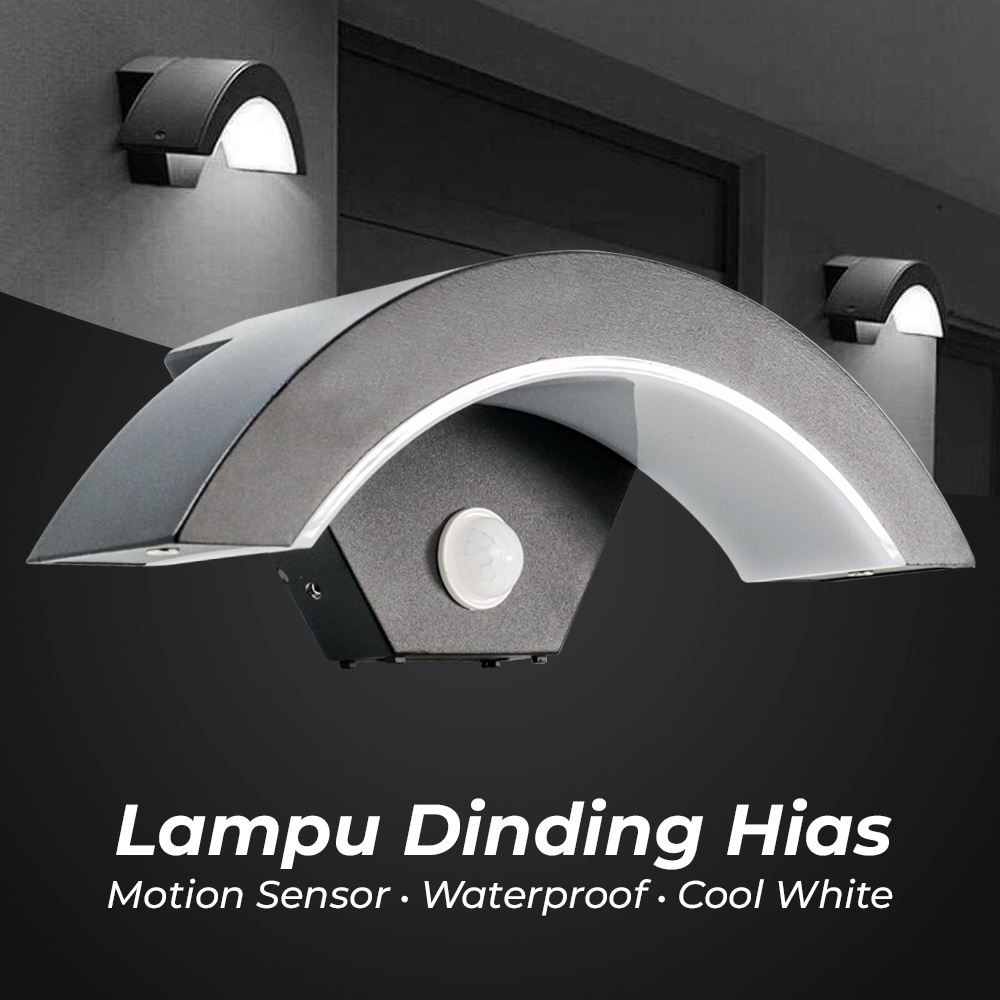 Lampu LED Sensor Gerak Outdoor Inner Light Weatherproof Cool White 15W - 03120 - 7RLL6JBK Black