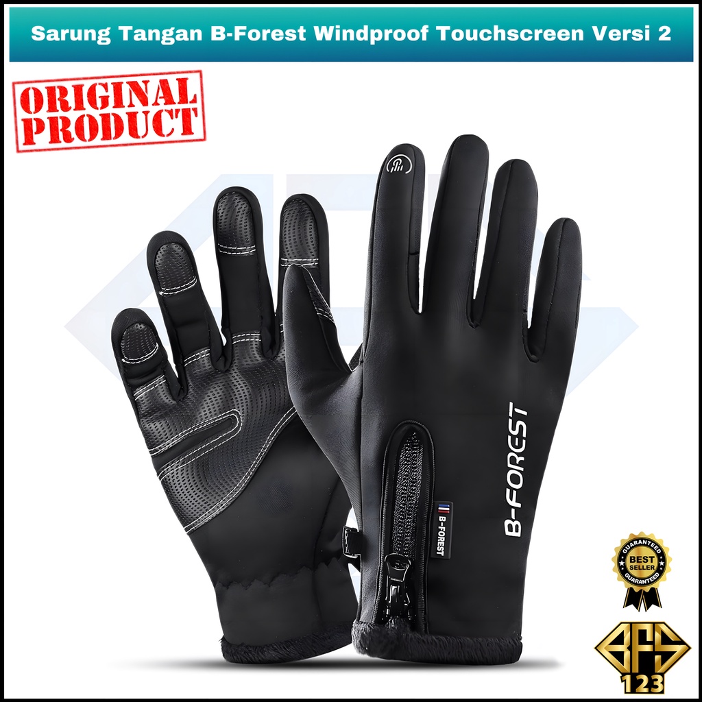 Sarung Tangan Motor Touchscreen Waterproof Resleting B-Forest Versi 2