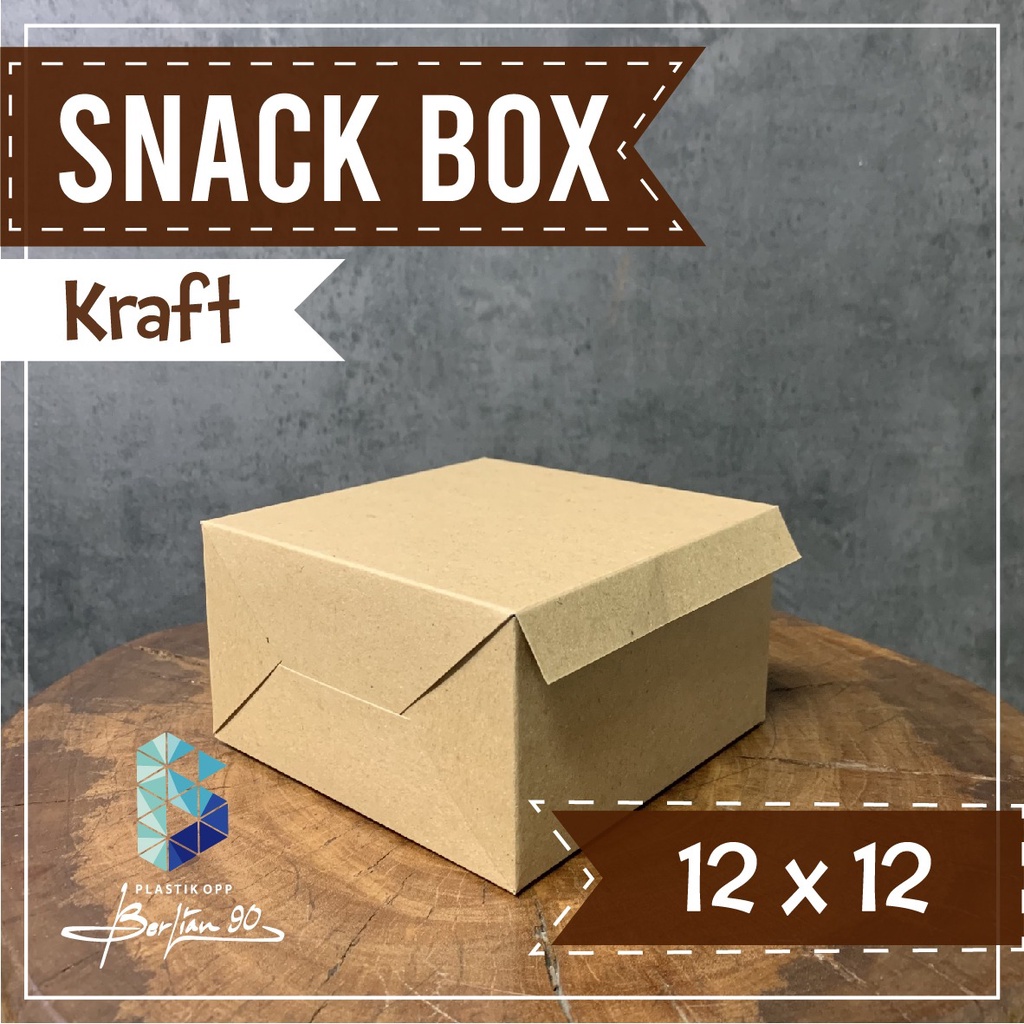 

isi 50 pcs _Kardus Dus Snack Box Kraft Uk 12x12cm Polos / Dus Snack Kue Basah / Dus Kue Kering / Kotak Makanan